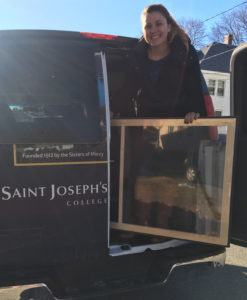 SJC student helping out with the window build project