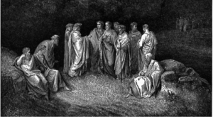 Dante & Virgil in Limbo, the “beautiful school” of the Classical Poets Gustave Doré (1832-83)  